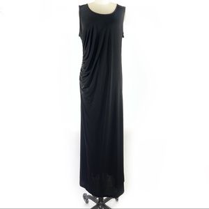 Rachel Zoe x A Pea In The Pod Black Long Maxi Ruched Side Slit Maternity Dress